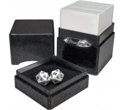 Ultra Pro Deckbox Satin Tower Black With Silver Glitter -DRAGON SHIELD Winkel db satin tower black silver glitter 3