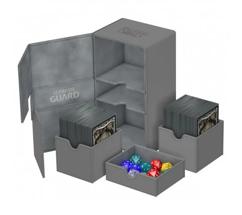 Ultimate Guard Twin Flip'n'Tray Deck Case 200+ XenoSkin Gray 1 Ultimate Guard Twin Flip'n'Tray Deck Case 200+ XenoSkin Gray
