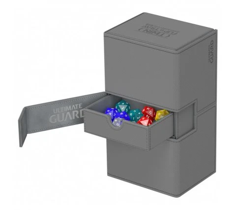 Ultimate Guard Twin Flip'n'Tray Deck Case 200+ XenoSkin Gray 3 Ultimate Guard Twin Flip'n'Tray Deck Case 200+ XenoSkin Gray - Afbeelding 3