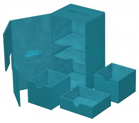 Ultimate Guard Twin Flip'n'Tray Deck Case 200+ XenoSkin Monocolor Petrol 2 Ultimate Guard Twin Flip'n'Tray Deck Case 200+ XenoSkin Monocolor Petrol - Afbeelding 2